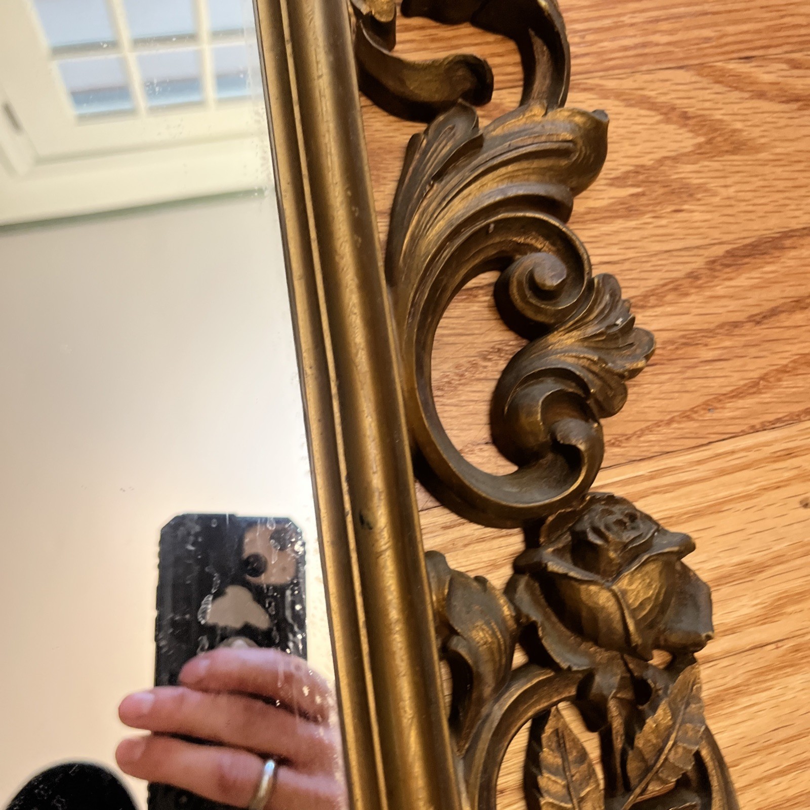 Vtg SYROCO Rectangle Wall Mirror Gold Gilt Frame Homco Regency 29″x19″ MCM 2075