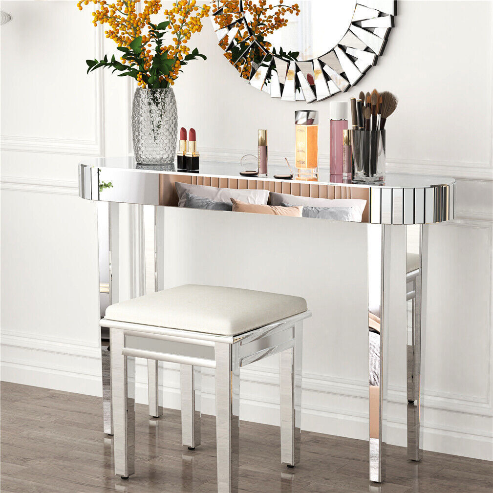 Silver Console Table Mirrored Sofa Table fr Entryway Living Room Office Cafe Bar