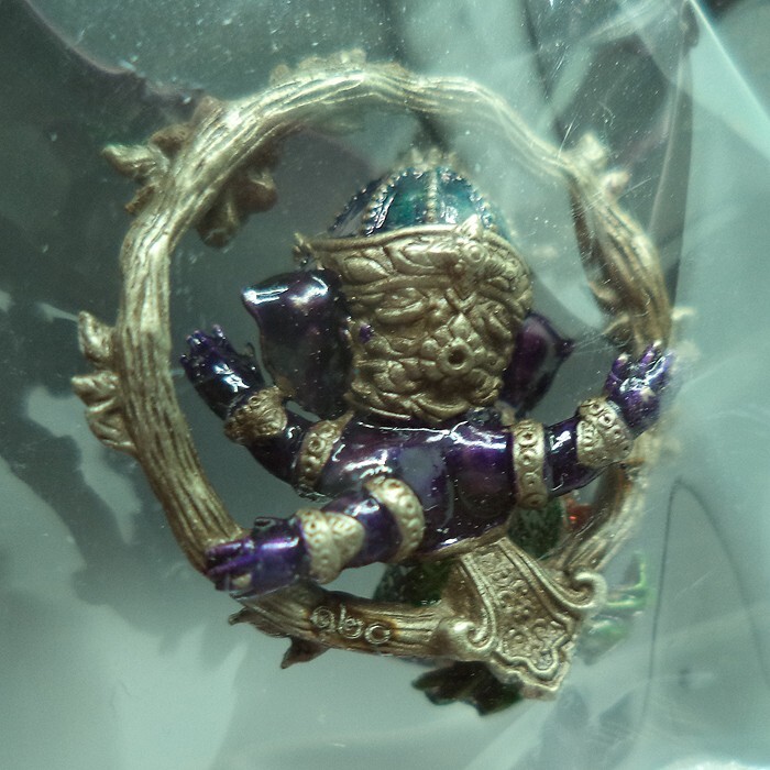 HINDU GOD GANESHA TINY V.1 BRONZE PURPLE RONGYA LP VIJIT THAI AMULET JEWELRY