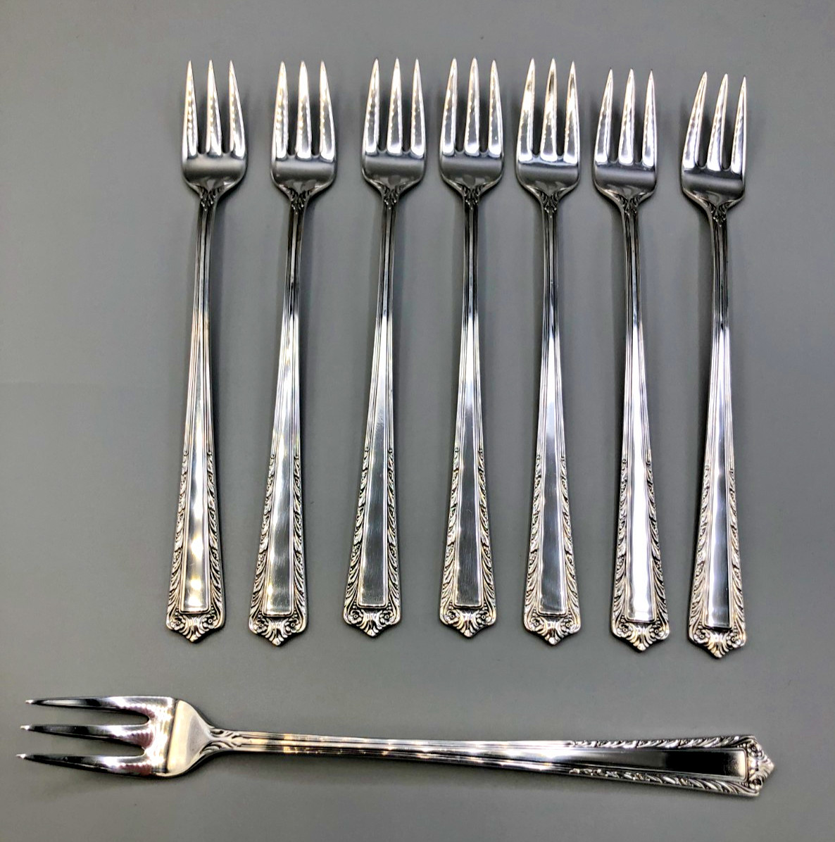 Processional- Fine Arts / International Sterling set of 8 Cocktail Forks 5 5/8″