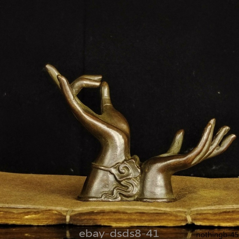 4.2″ Chinese Bronze Buddha Hand Shelf Ornament Statue figure Collect Decor Gift