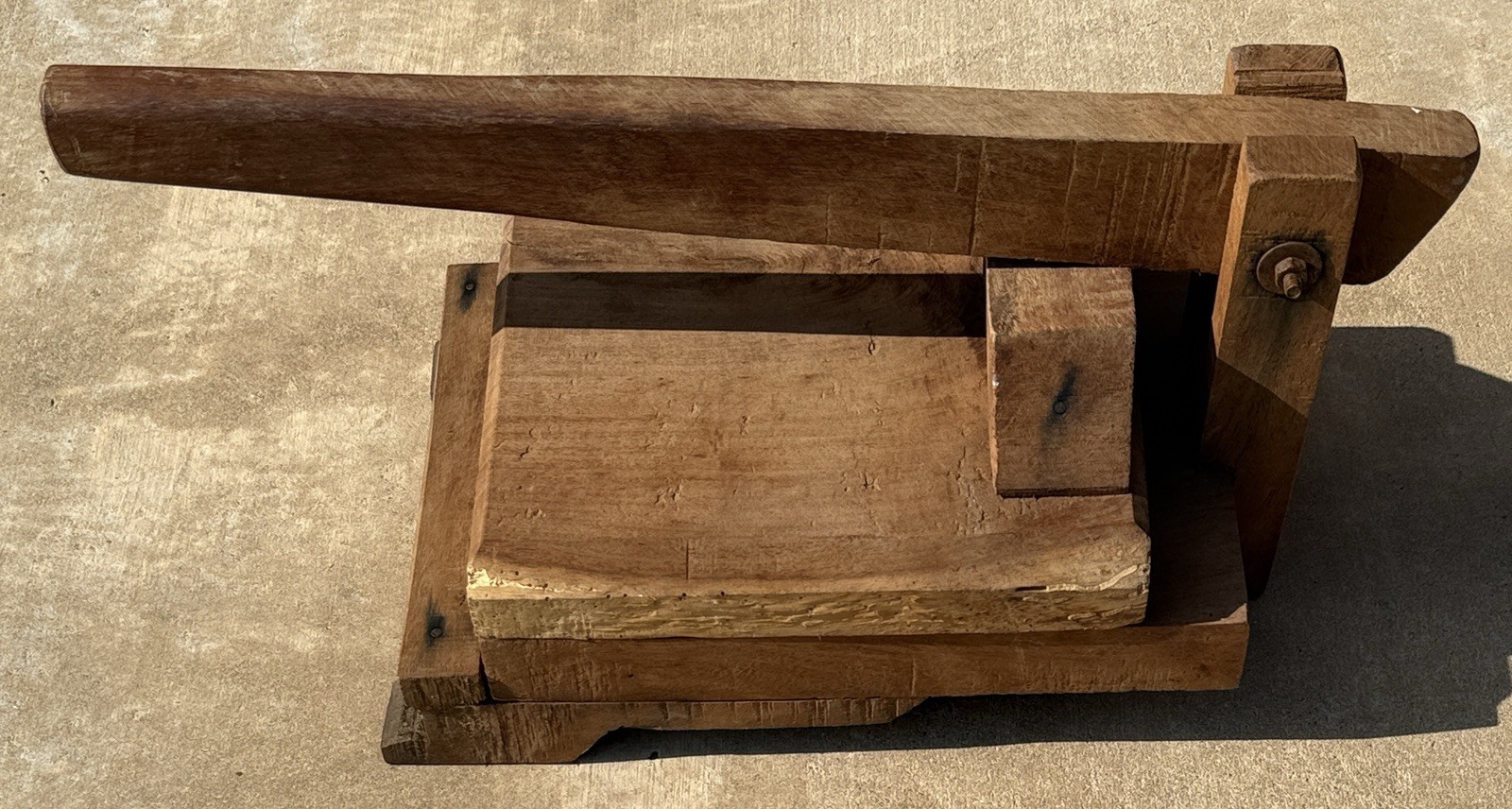 Vintage Primitive Distressed Hand Made Wood Tortilla Press Farmhouse Southwest 