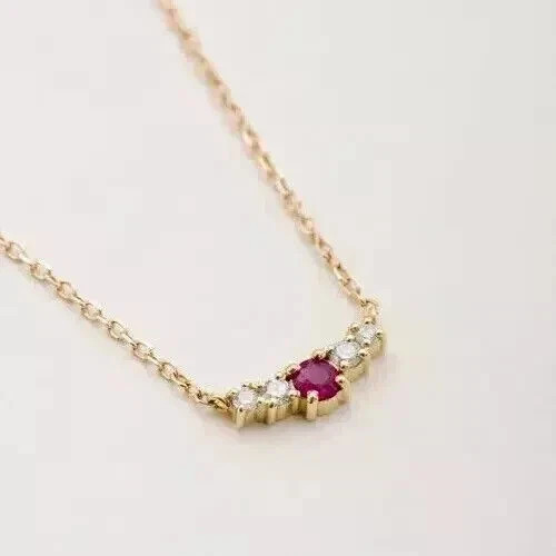 2CT Round Cut Lab-Created Ruby Women’s Wedding Pendent 14K Yellow Gold Plated