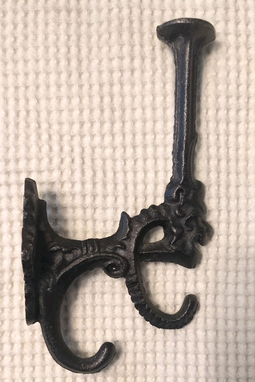 Antique Victorian Gothic Cast Iron Gargoyle Face Double Coat & Hat Wall Hook