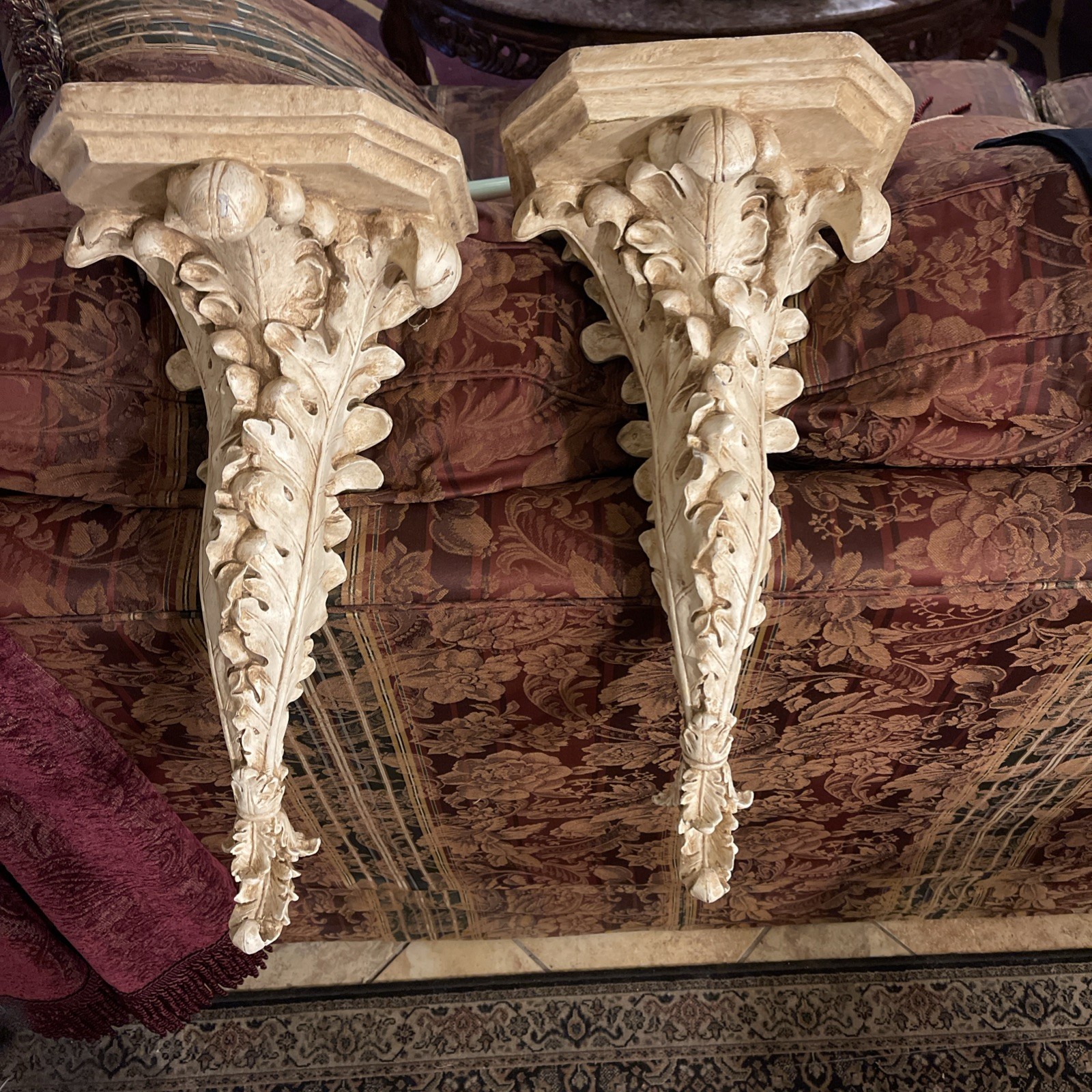 Pair of Distressed Color Corbel Set- French Country – X-Large 8x10x 21 Detailed
