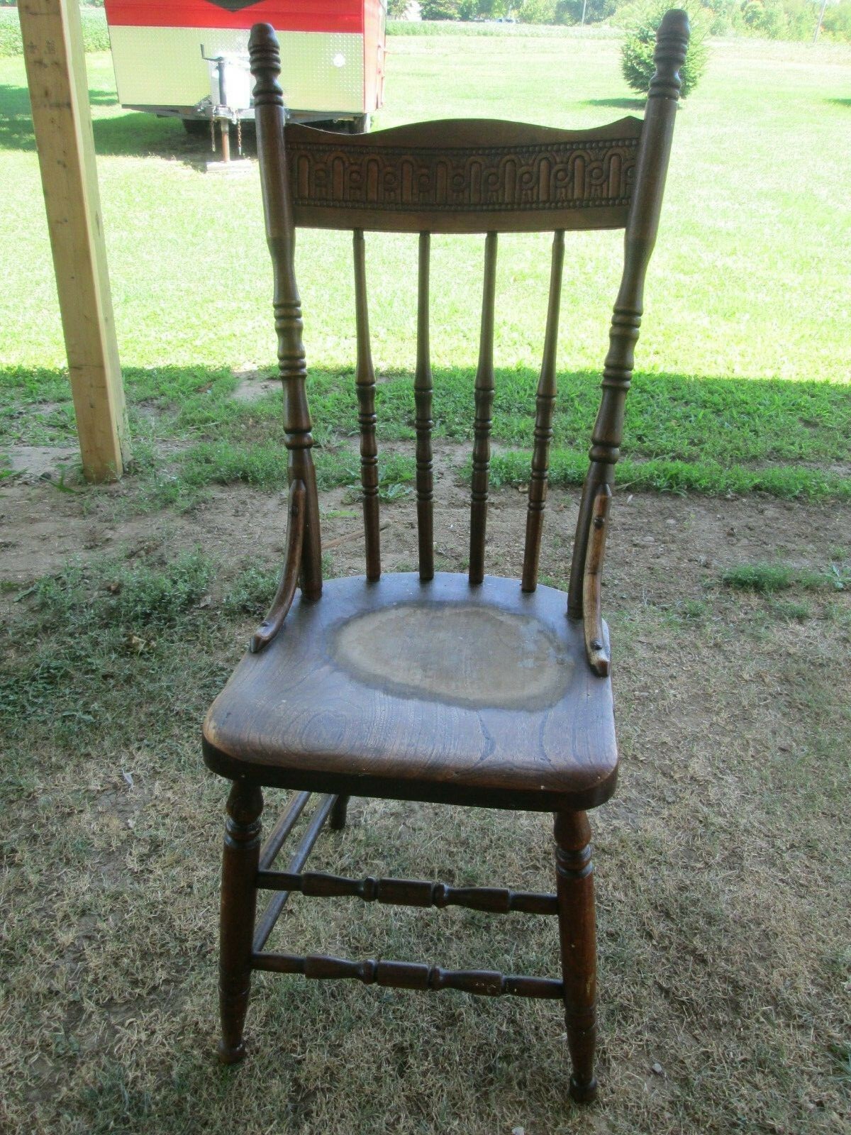 ANTIQUE HIGH BACK CHAIR WITH CARVED BACK solid wood
