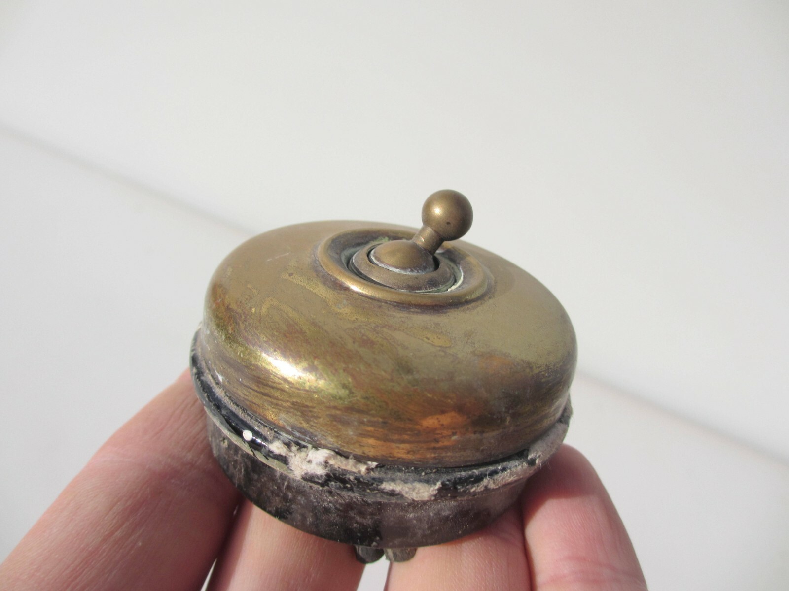 Antique Brass & Ceramic Light Switch Old Dolly Toggle Vintage Art Deco Edwardian