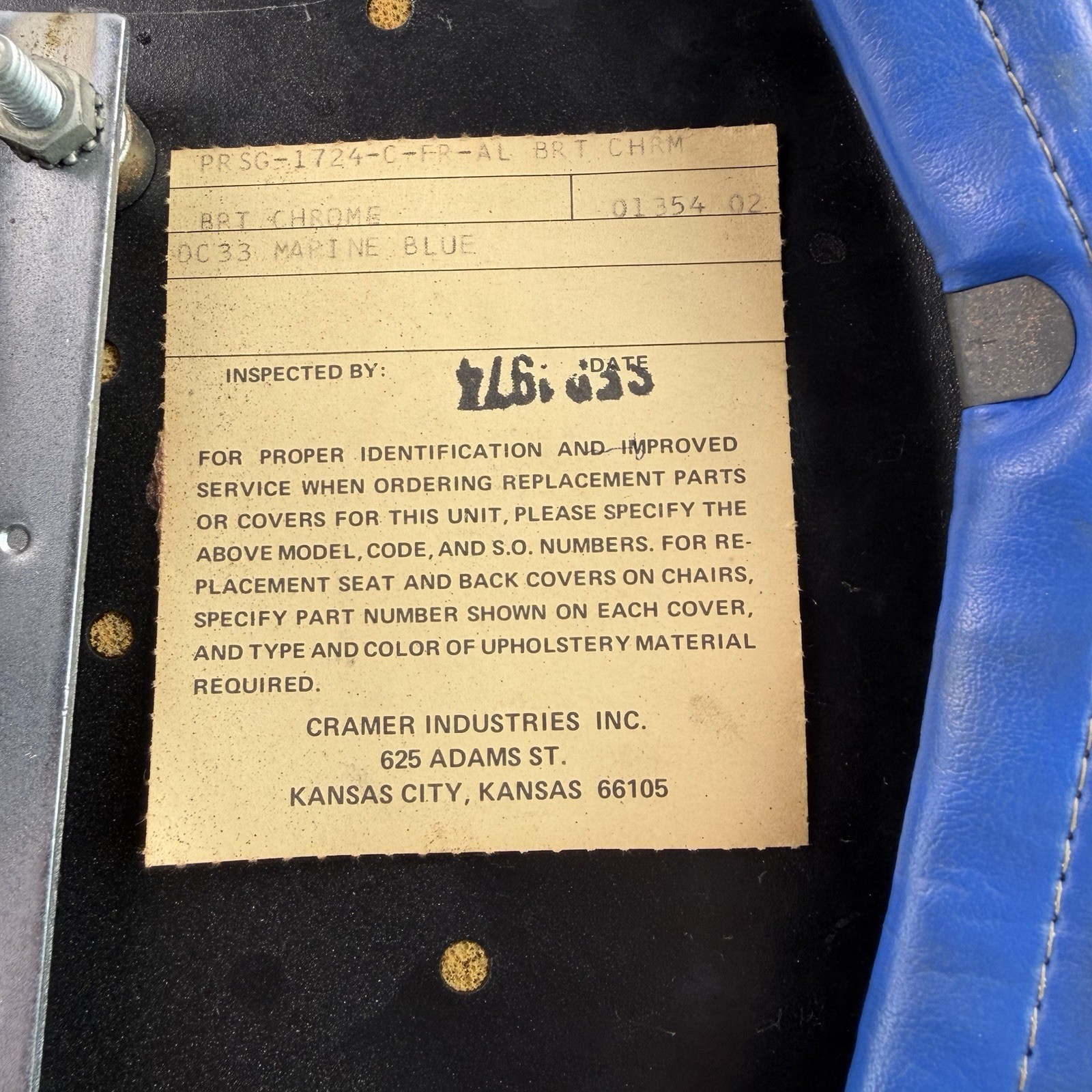 Vtg MCM Cramer Industries Medical Exam Drafting Swivel Stool W/Footrest Blue