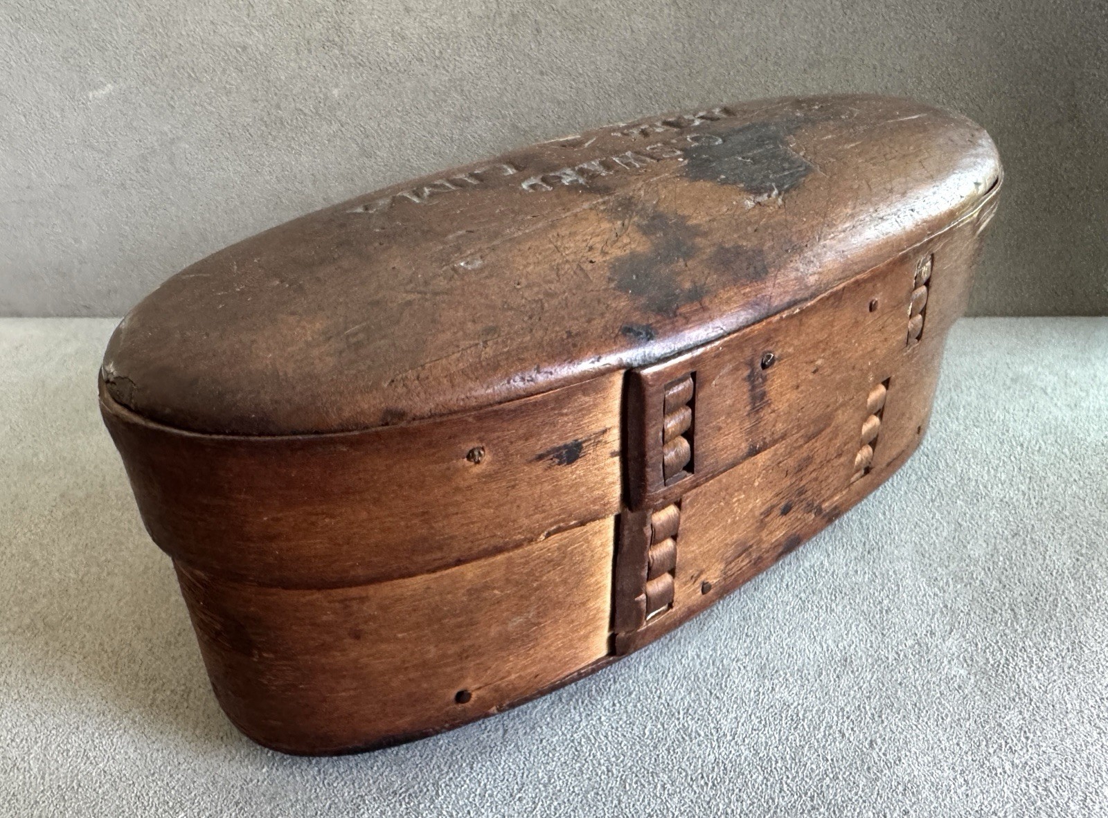 1839 Primitive Scandinavian BENTWOOD BOX O Swärd AKRA LIMA Sweden STITCHED 9x4x3