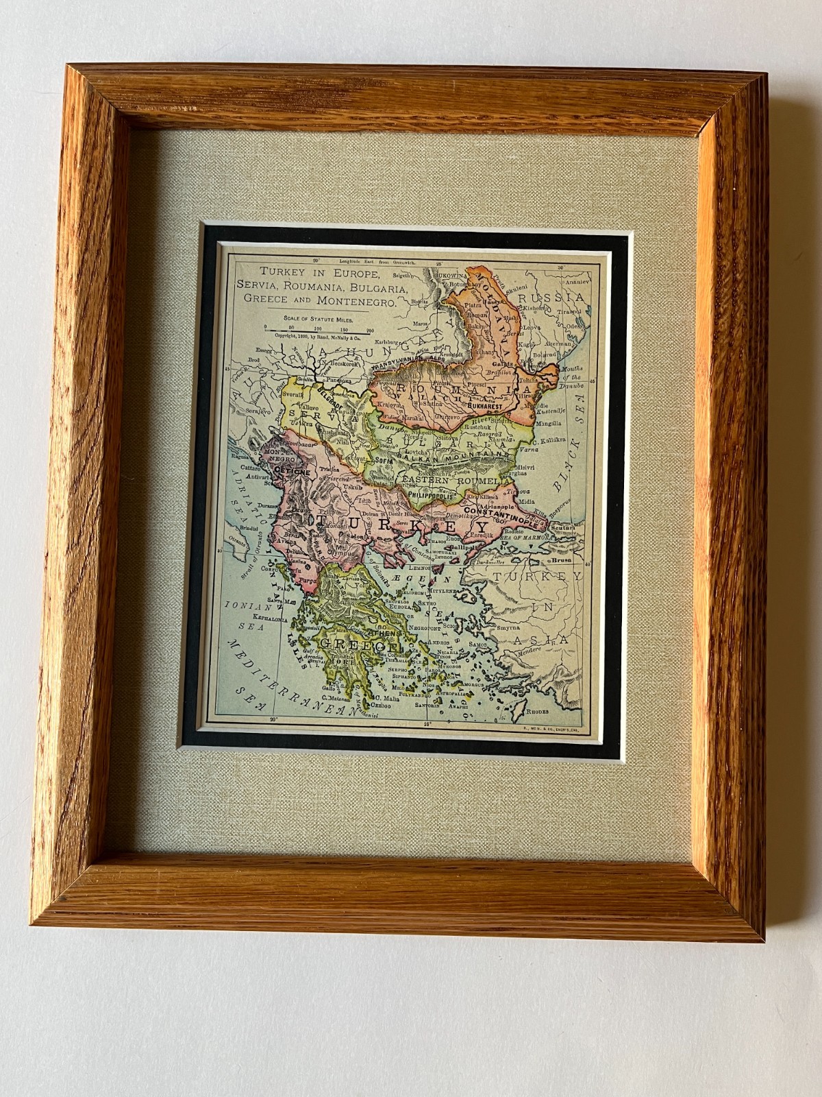 1899 BALKANS TURKEY in EUROPE Map fm 1900 Dollar Atlas SEE DESCRIP