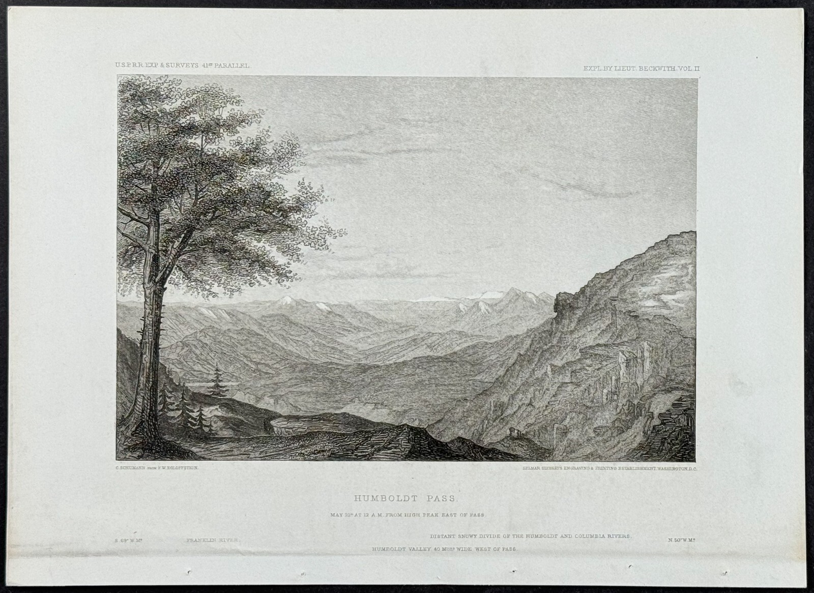 Pacific Railroad Survey – Humboldt Pass from East of Pass. 33 – 1855 Lithograph