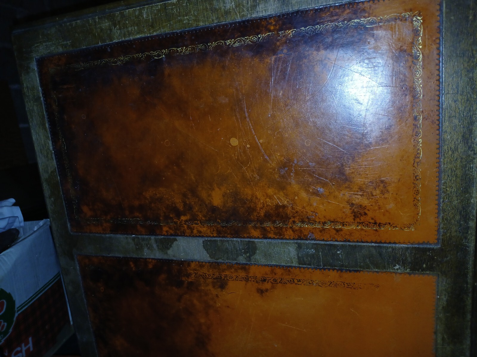 VTG 1950s Jamestown Maddox Mahogany Wood & Leather Kneehole Desk – 44”L 30”H