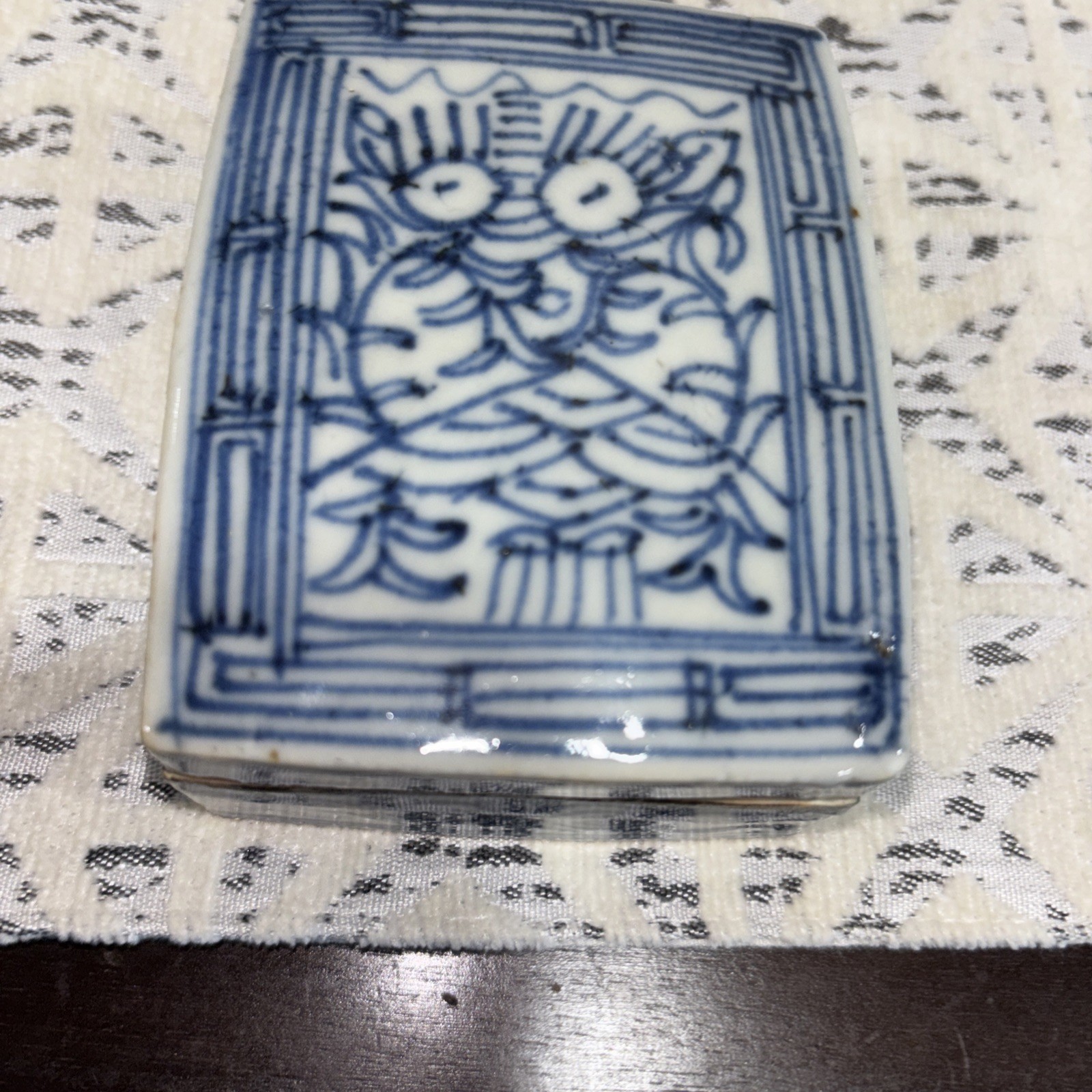 ANTIQUE CHINESE PORCELAIN SCHOLARS INK BOX