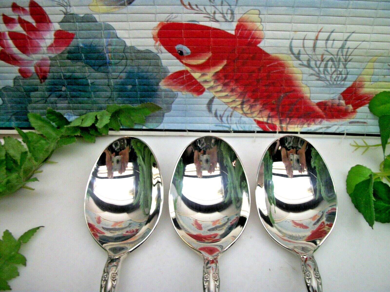 3 Oneida Community Silver AFFECTION Silverplate Oval Place Soup Spoons 1960