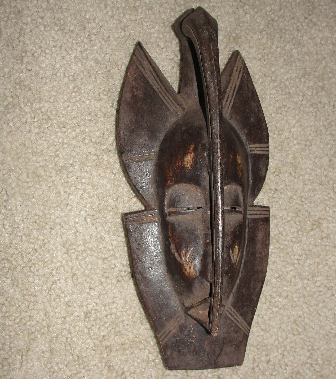 African Senufo Hornbill Long Beak Bird Mask Headdress Baule Ivory Coast Kpelie