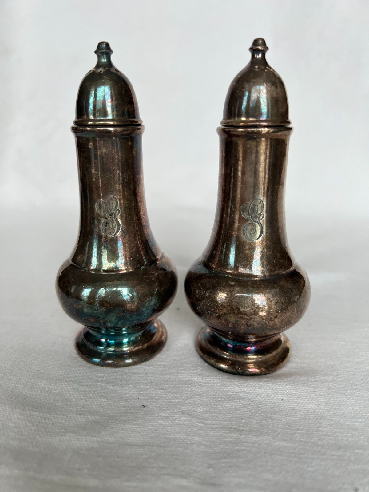 Vintage Tall Silver Plate Weighted Salt & Pepper Shakers, WB Mfg. Co