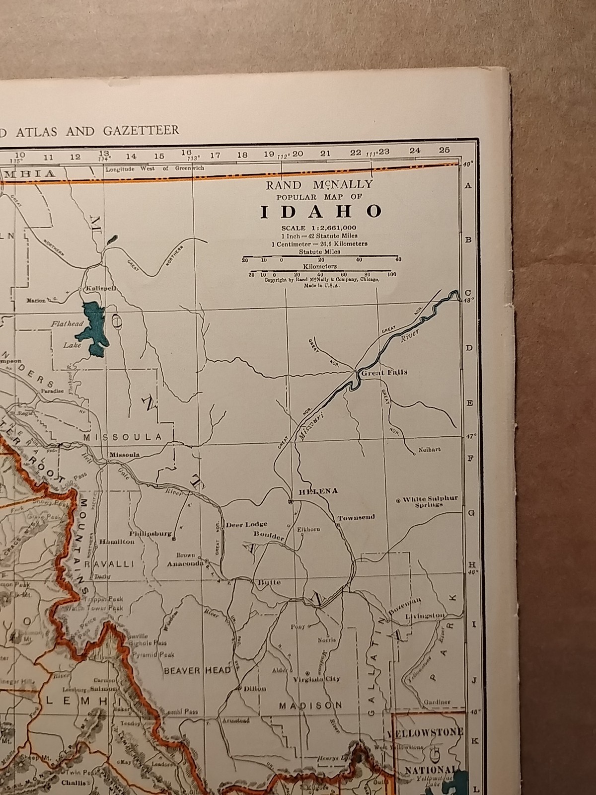 1940 Vintage IDAHO Map Antique Old from Collier’s World Atlas & Gazetteer