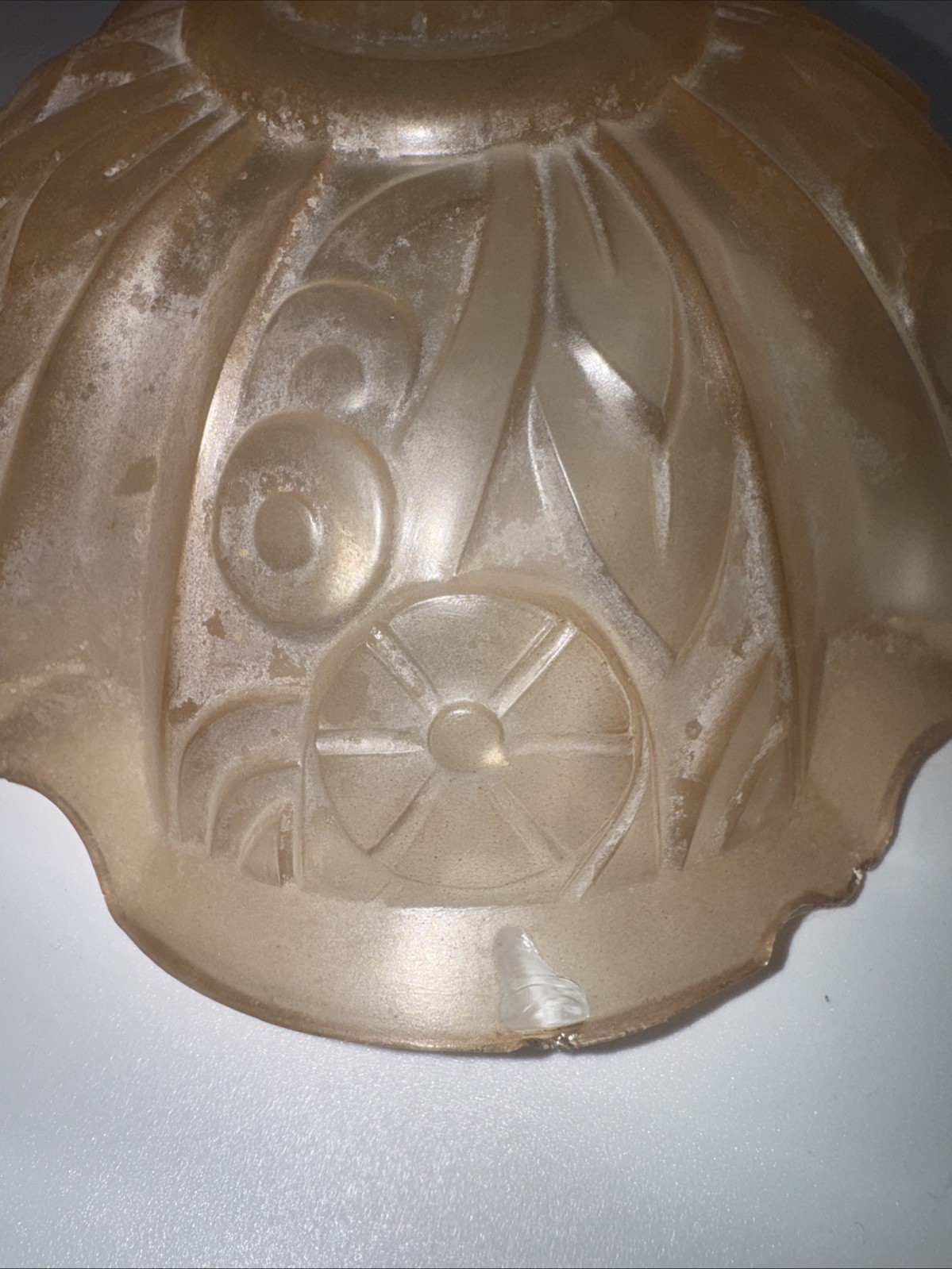 1930’s Art Deco Style Nauticalesque Pressed Glass Ceiling Fixture Pendant