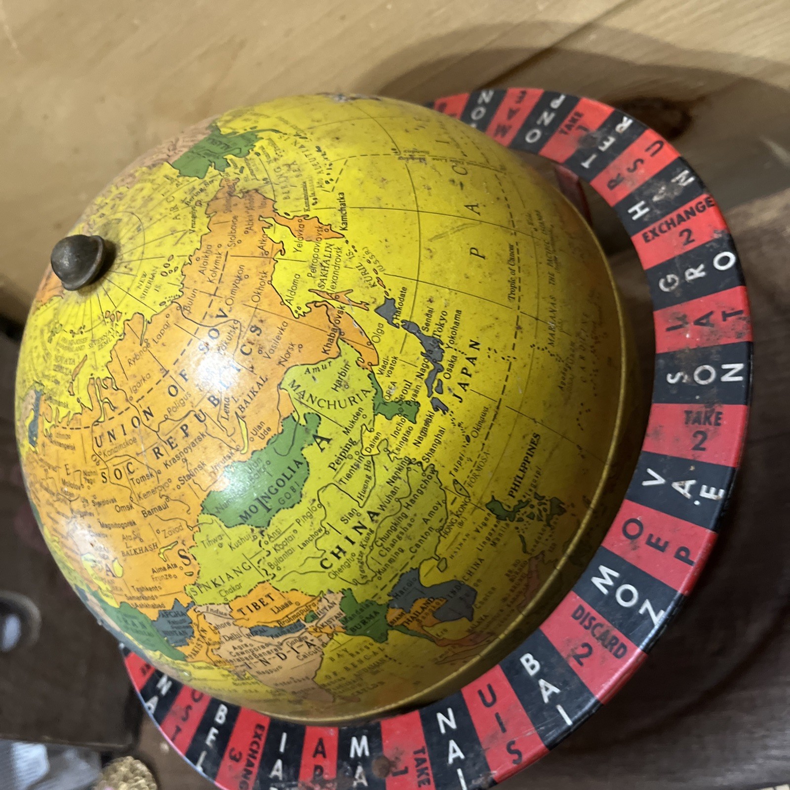 Vintage Replogle Rare Mid Century Globe-Gram Tin Globe 8″ Gustav Bruekman