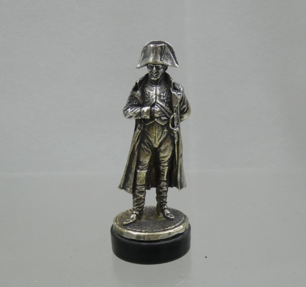 FINE ANTIQUE NAPOLEON BONAPARTE FIGURAL SILVERED BRONZE WAX SEAL FIGURINE STATUE