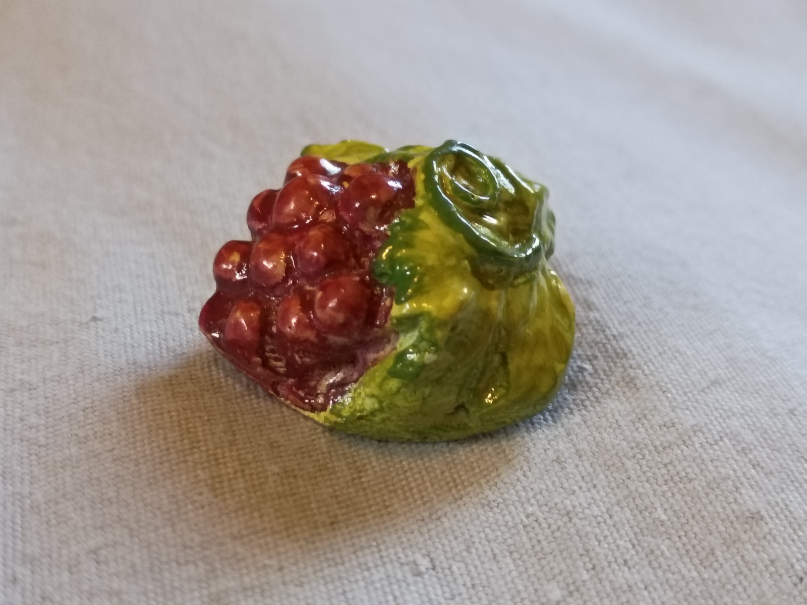 Antique Painted Grape Bunch Composition Button.