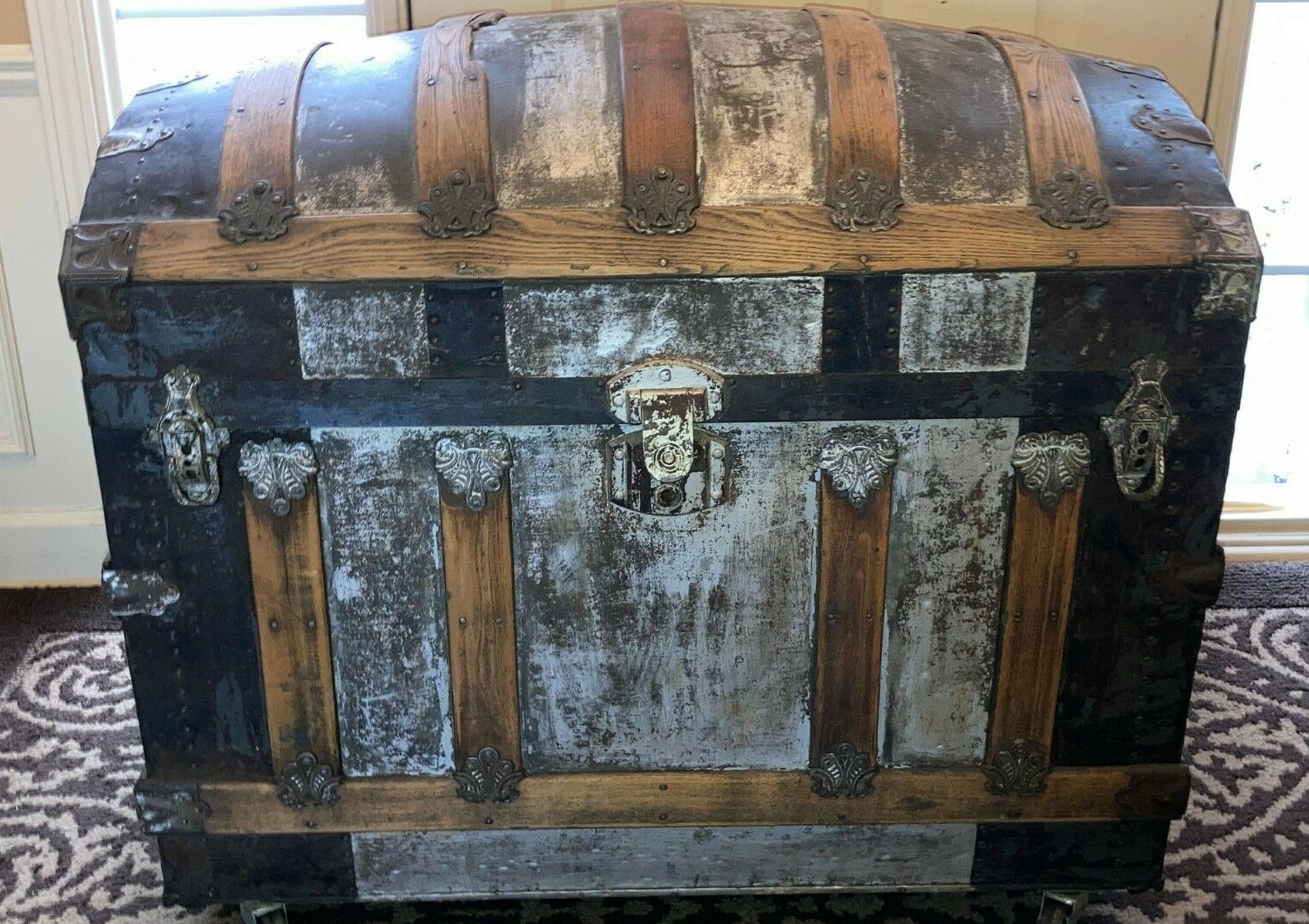 Antique Vintage Humpback Steamer Trunk – Wood