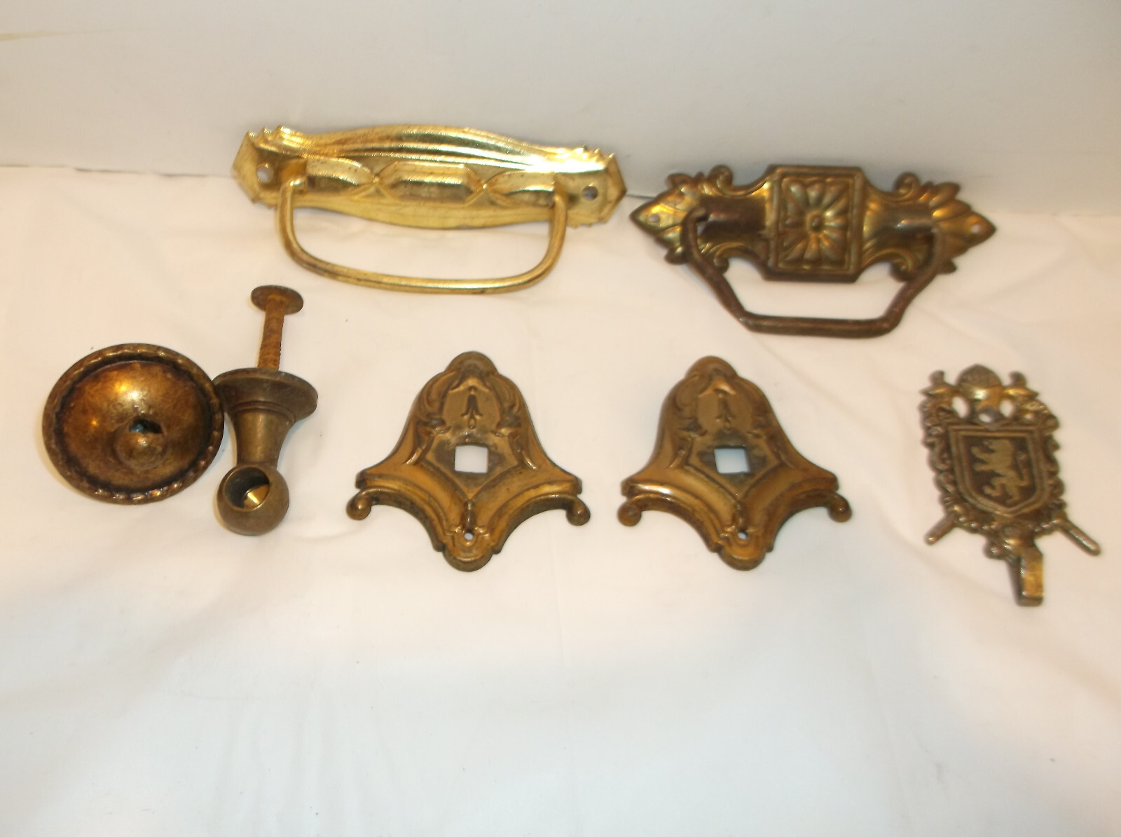 7 Antique Vintage Dresser Metal Backplates Salvage Some w/Drop bail handles