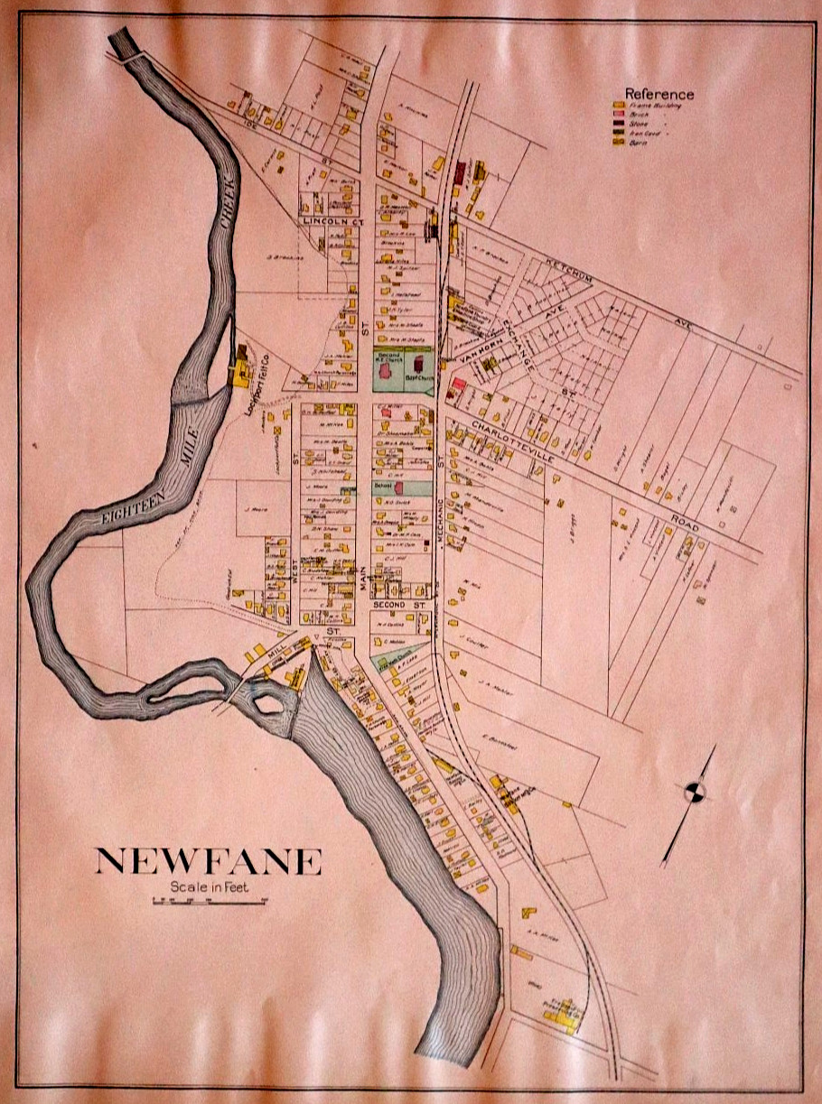 Antique 1908 Map ~ Newfane, Niagara County, New York 16×21