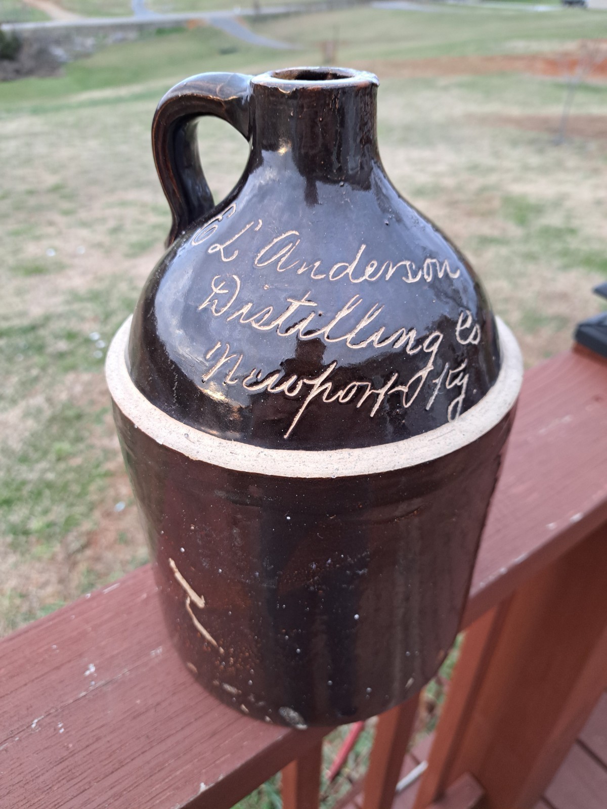 E.L. Anderson Distilling Co.. Newport KY 1 Gallon Whiskey Jug Pre Prohibition