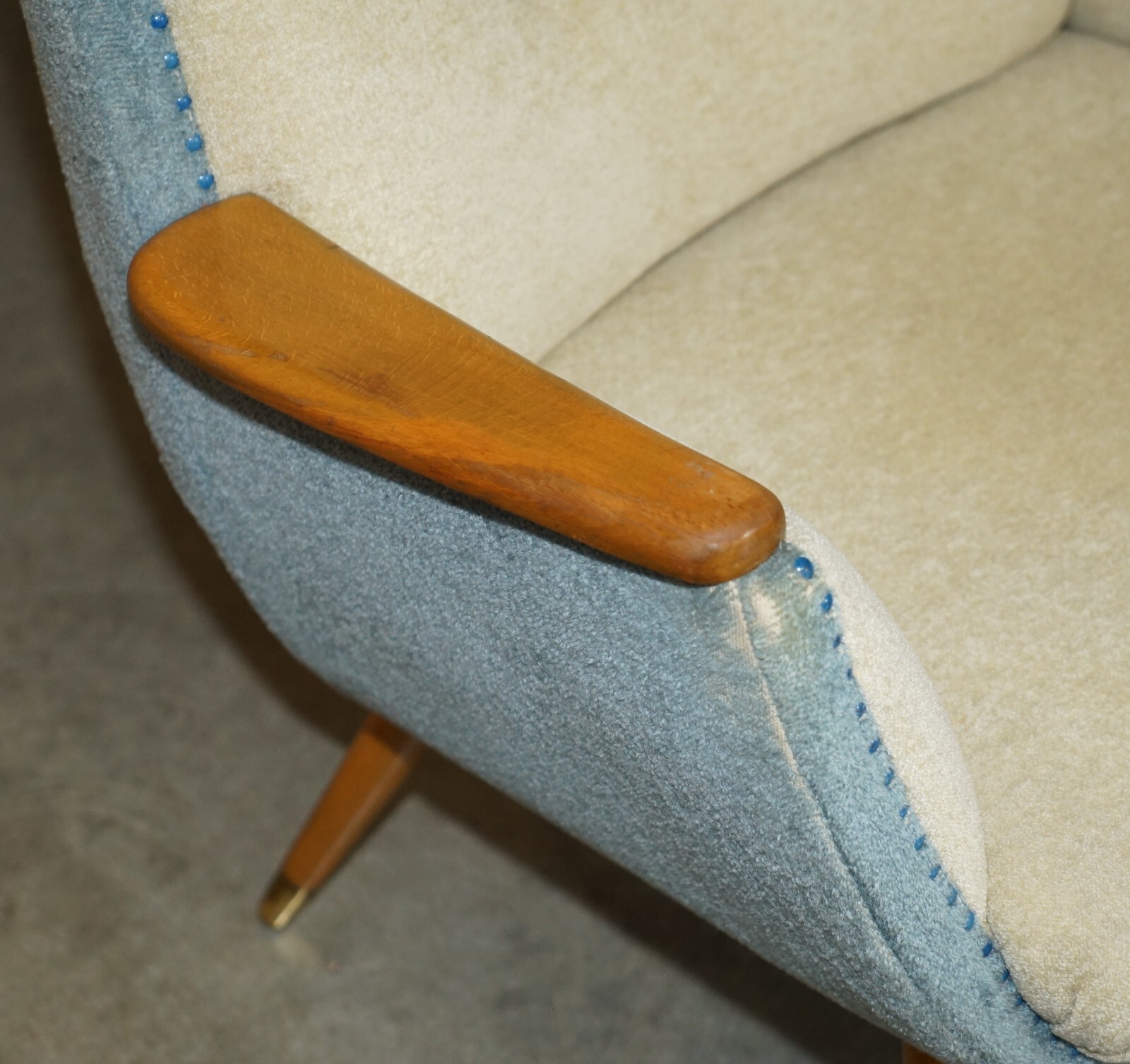PAIR OF VINTAGE FRENCH CIRCA 1960’S CLUB TUB ARMCHAIRS WITH WALNUT & BEECH FRAME