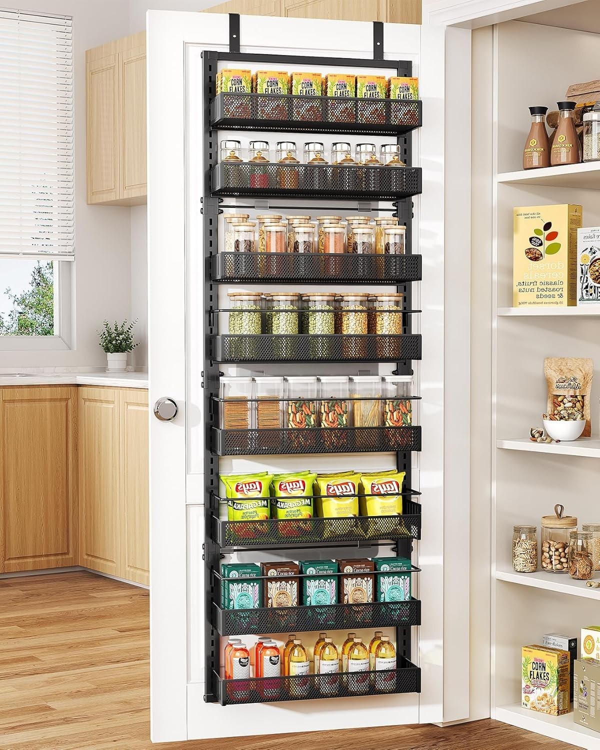 Over the Door Pantry Organizer – 8 Tier Adjustable Pantry Door Spice Organizer,