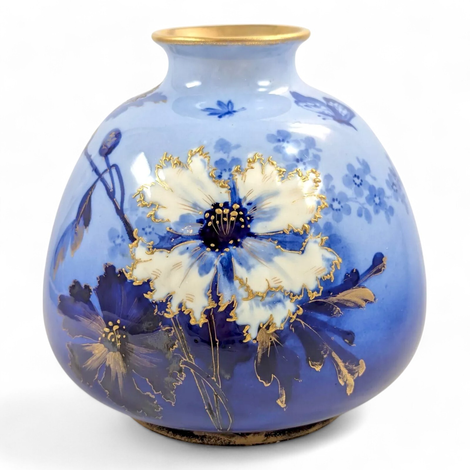Antique Porcelain Blue Vase by Ernst Wahliss, Vienna, c. 1894-1900