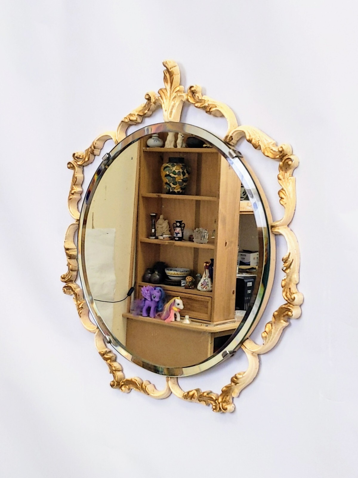 1950’s Vintage English, Peerart Rococo Baroque Bevelled glass Mirror. 40.5 cm.