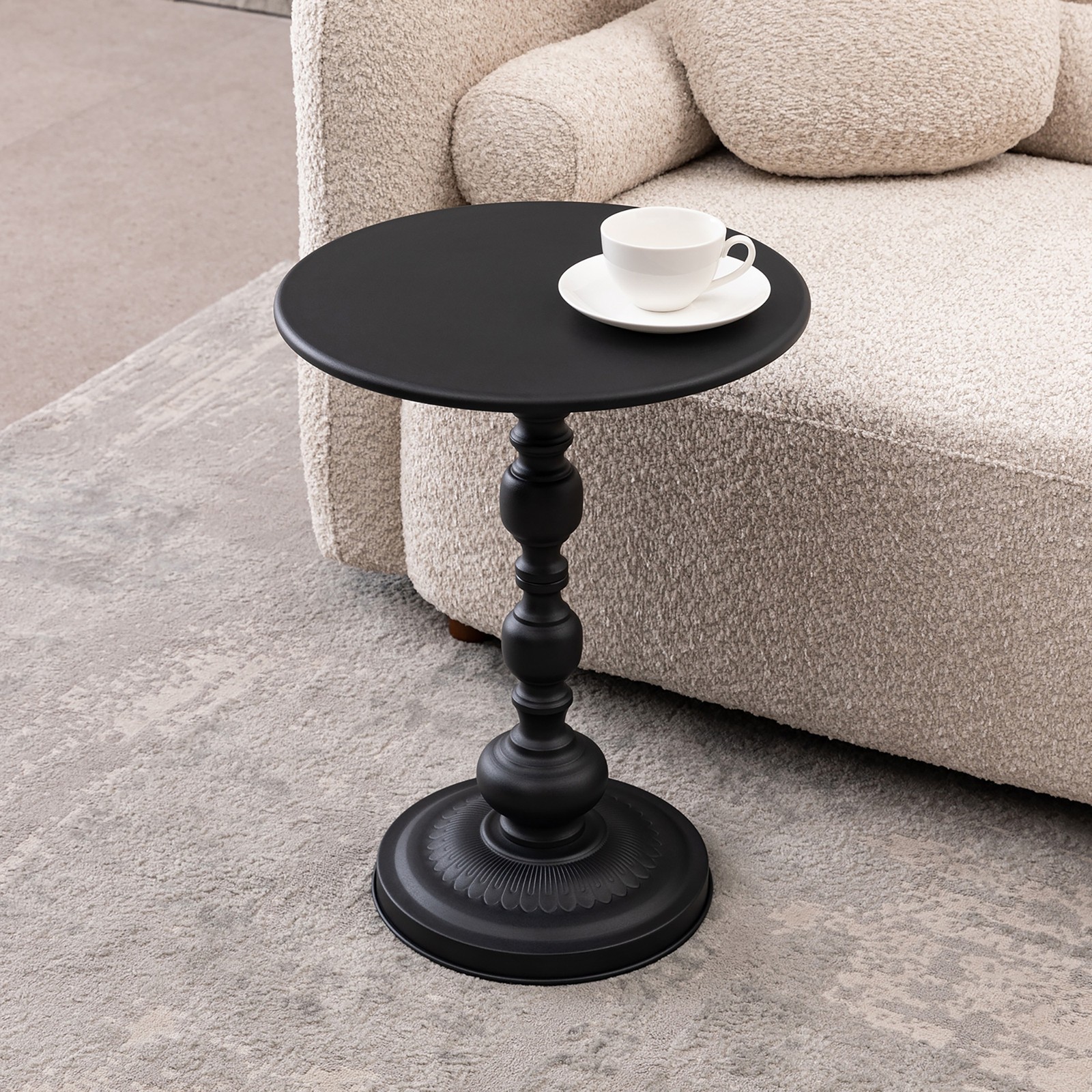 2Pcs Adjustable Side Table Small Tea Martini Table for Display and Storage Black