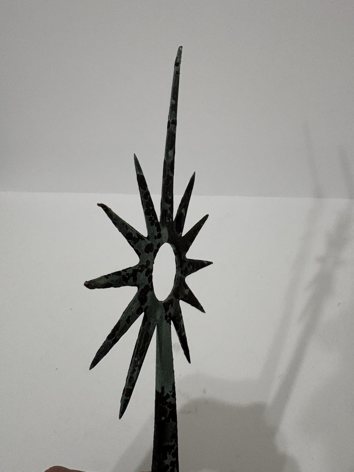 Antique Copper Lightning Rod 11 Point Sunburst Star Finial Verdigris Salvage