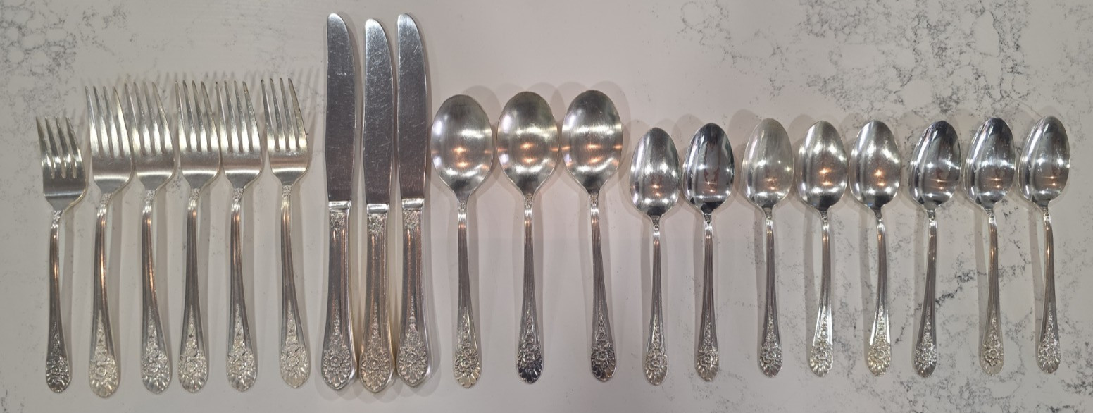 Vintage WM Rogers AA International Silver Jubilee Silver Plate 20pc Floral
