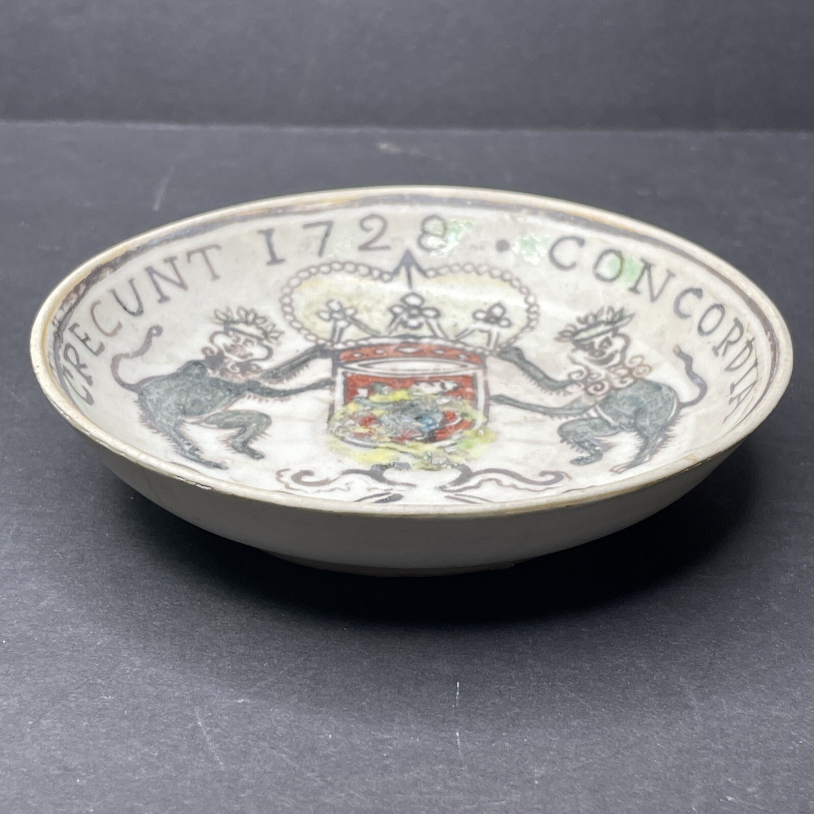 Chinese Export Porcelain Famille Rose Armorial VOC Plate Circa 1728 Yongzheng