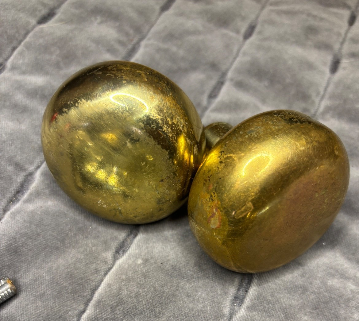 Antique VTG Glass, Brass Door Knobs Lot Of 9 Hardware Salvage