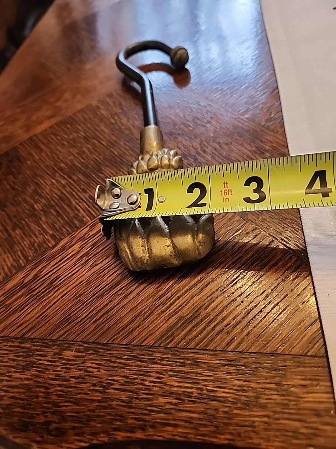 Vintage Heavy Solid PINEAPPLE Victorian Brass Damper Pull Hook