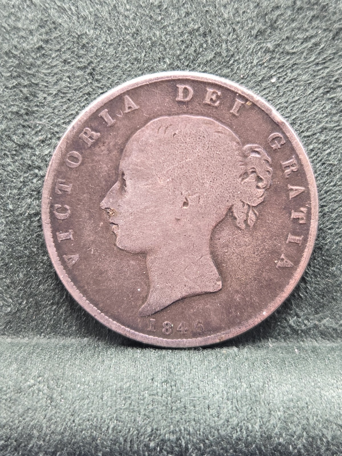 Queen Victoria .925 Silver Half Crown Coin Antique 1846 Fair Condition C18