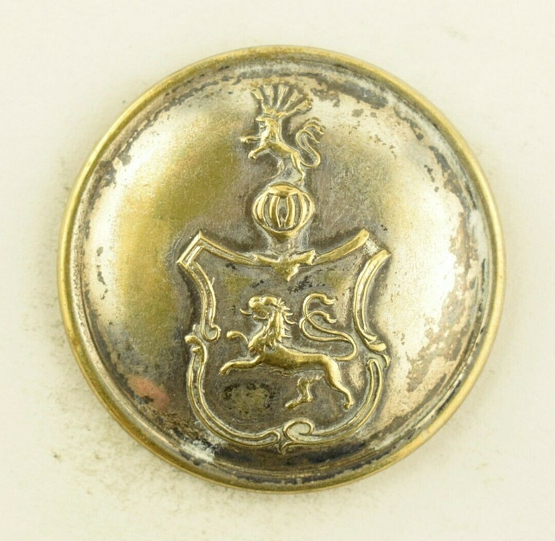 1810s-60s Livery Shield Crest 2-tailed Lion Uniform Button Original F4BT