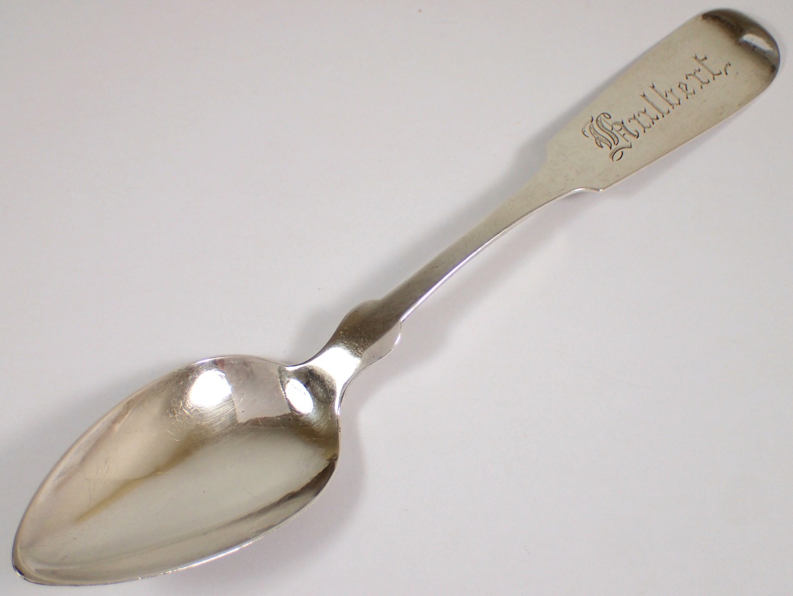 ESTATE Antique Signed American 18.9g Coin Silver Teaspoon 6 1/8″ Spoon Hulbert