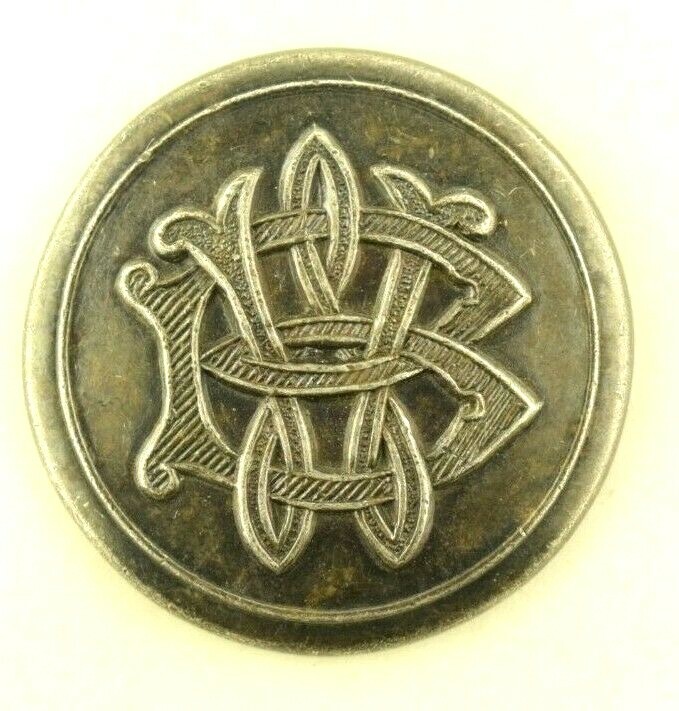 1830s-40s Silver Plated B W Script Heavy 1 Piece Button Original G Bullivant D10