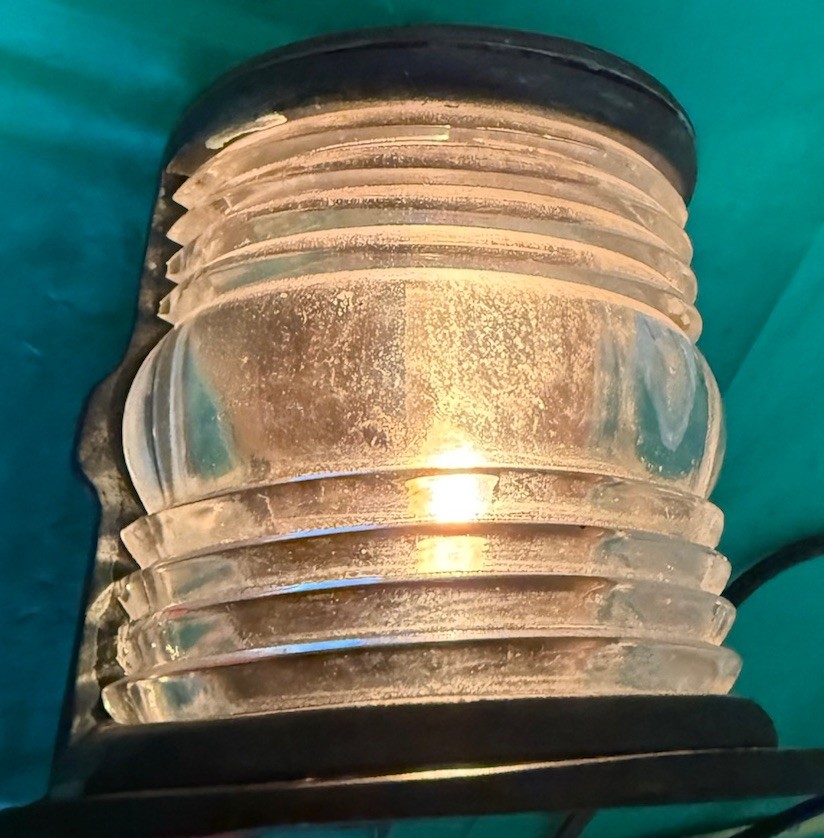LARGE ANTIQUE BRONZE TEARDROP 10” BOAT DECK/BOW LIGHT GLASS LENSES. 5.12Lb.