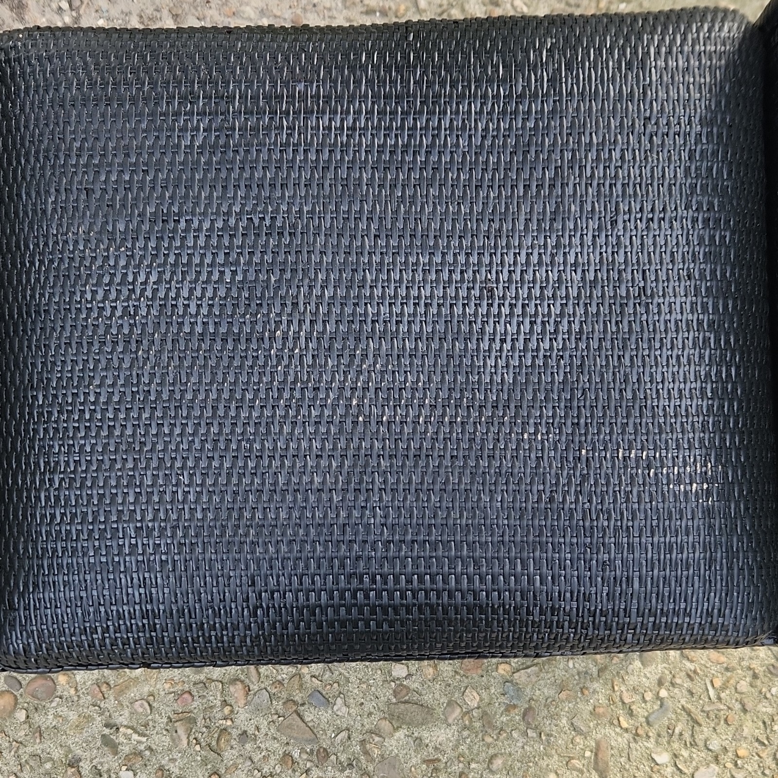 Black Wicker Bench with Carvings, Solid Rectangle, Fully Assembled