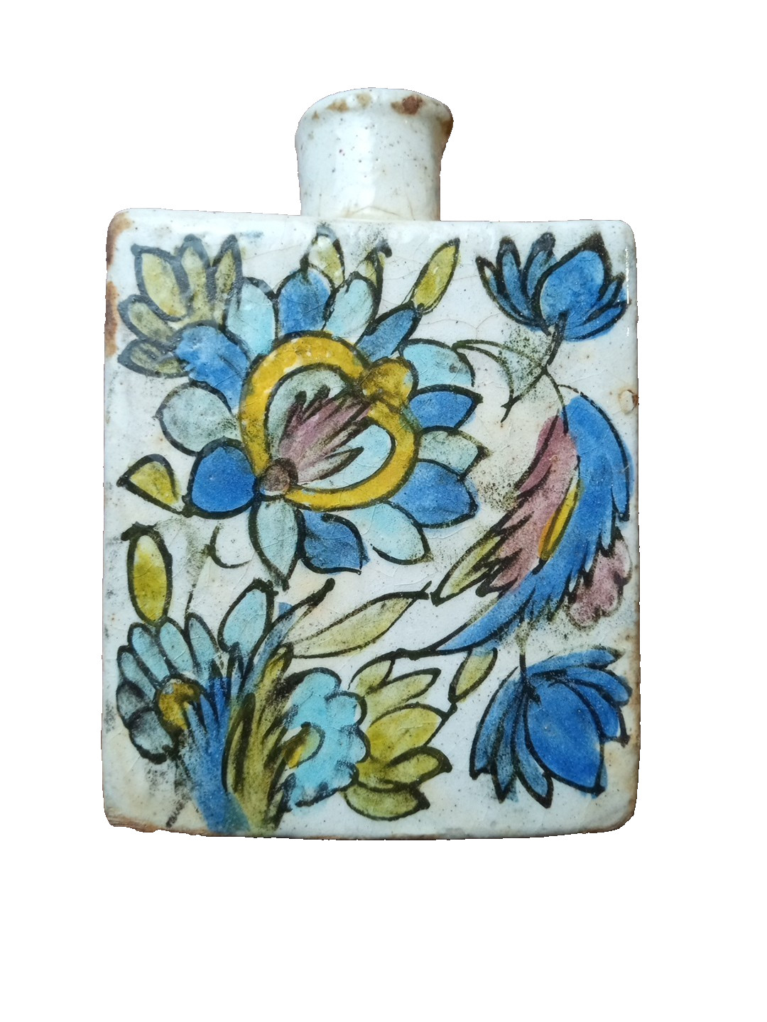 Antique Persian Qajar Pottery Tea Flasks, Late 19th Century, Vase, Flaw