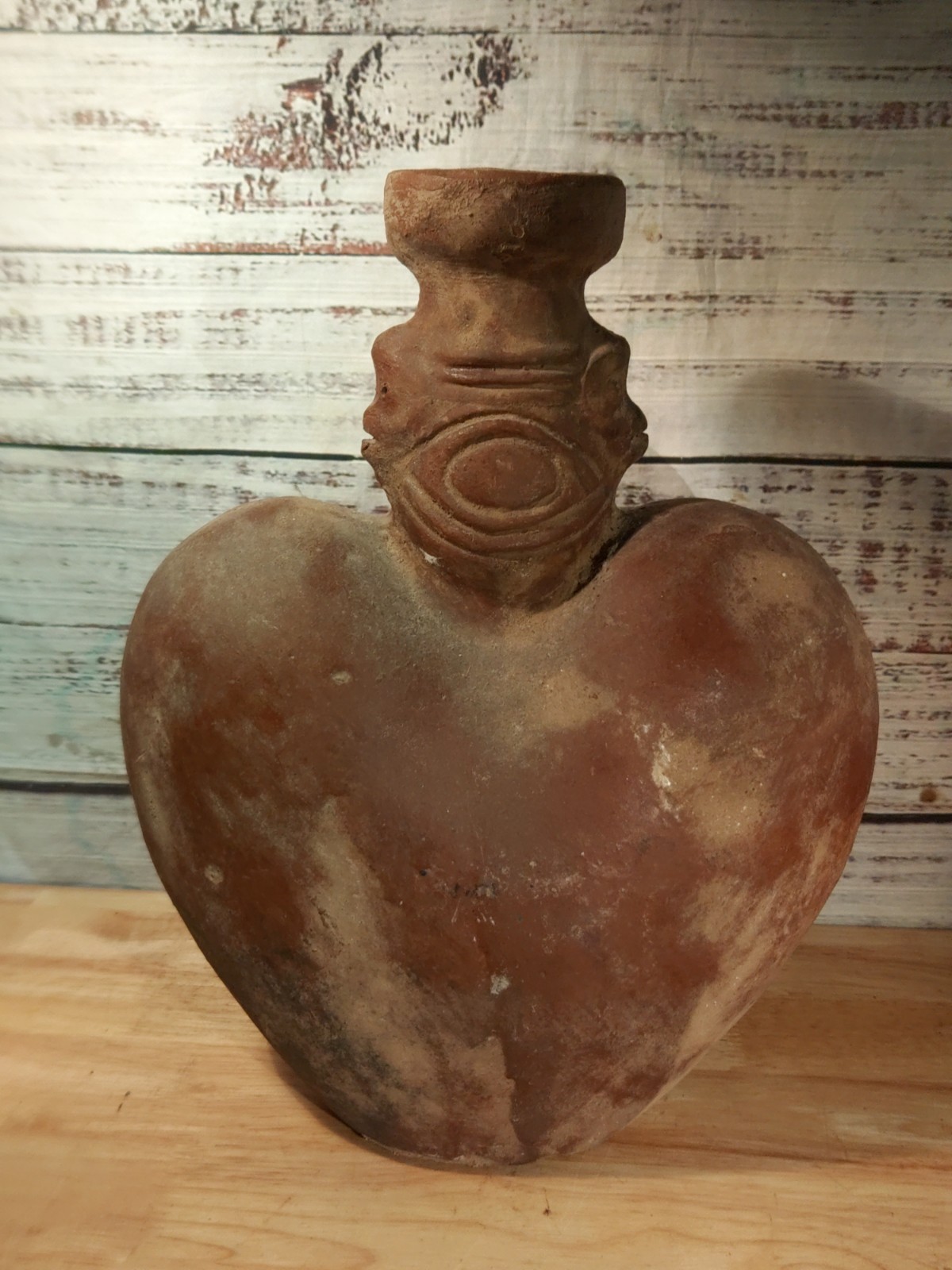 pre-columbian Taino (likely) heart shaped art vessel/vase