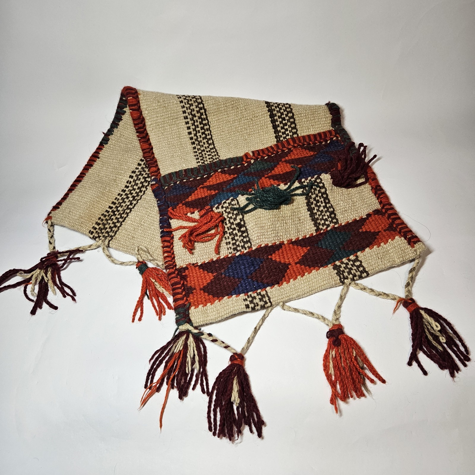 Vintage Bedouin Afghan Hand Woven Kilim Camel Saddle Bag Cushion Rug Throw