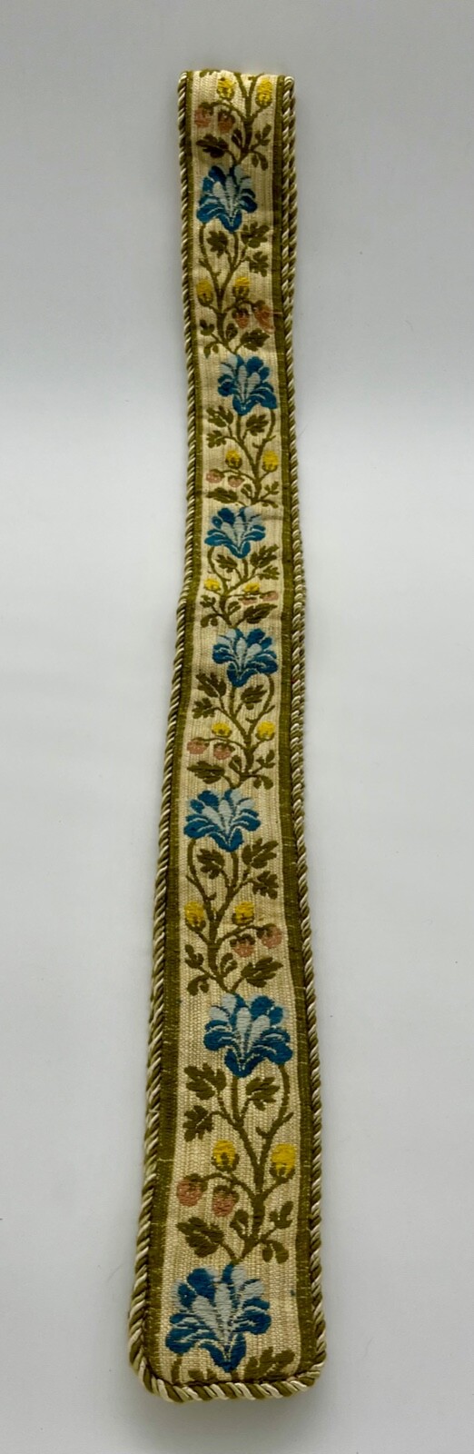 Original Vintage Tapestry Bell Pull Textile Only Blue/Green/Pink/Yellow 69″ x 3″
