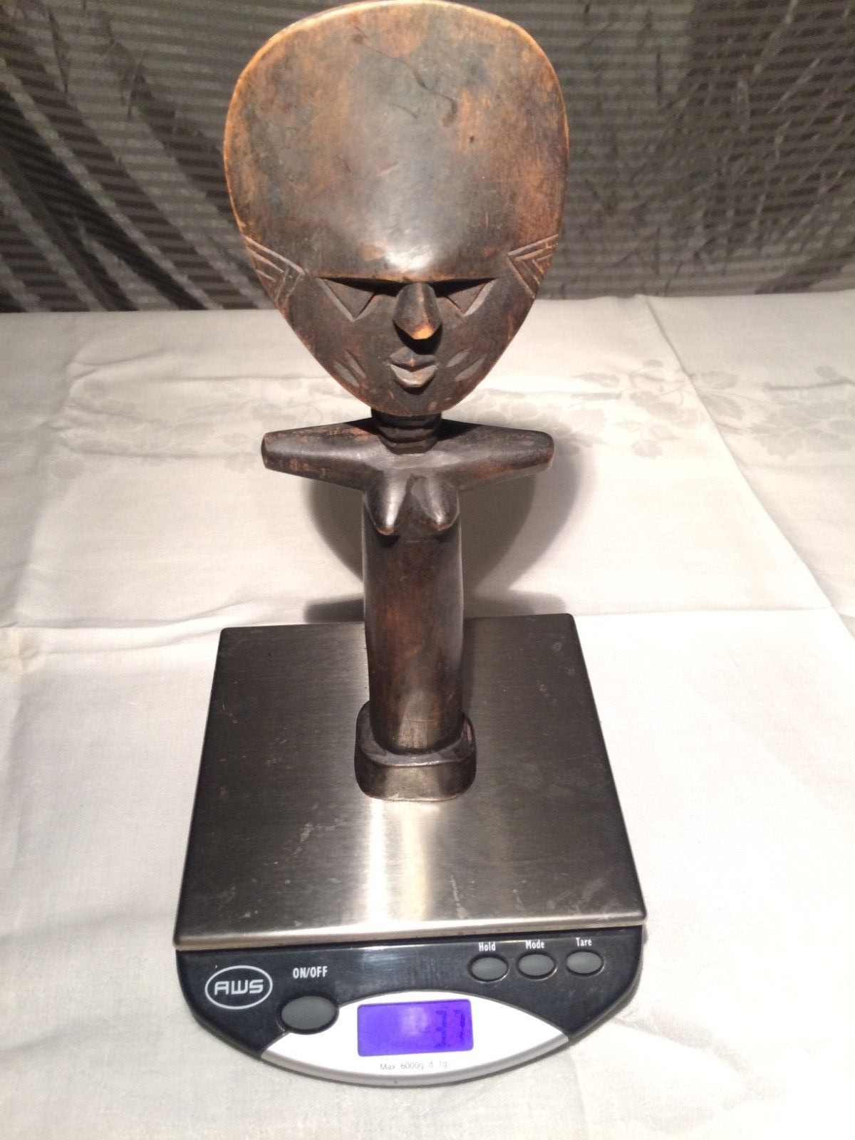 Carved Wood Ashanti Fertility Doll Nude Figure African Tribal Art w/ Handle